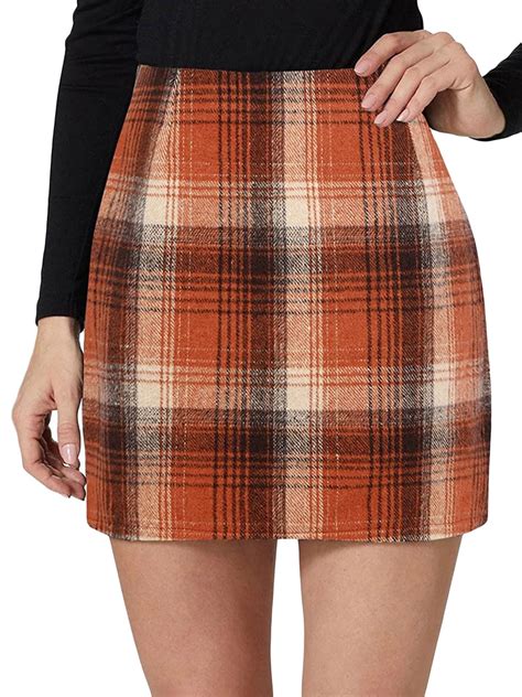 Women Plaid Mini Skirt High Waist Bodycon A Line Skirts Vintage Tartan ...