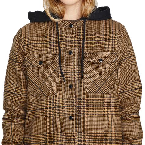 Volcom Women's Hooded Flannel Jacket - caramel | Tactics