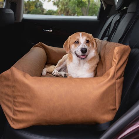 PupProtector Brown Faux Leather Car Dog Bed - Paw.com