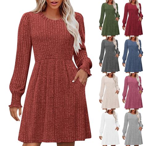 Ashirexll Womens Winter Dresses, Midi Dresses for Women, Ladies Color ...