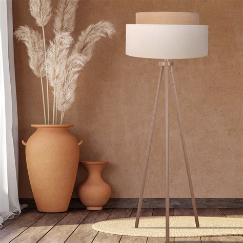 Boho floor lamp, tripod ecru/jute height 145 cm | Lights.co.uk