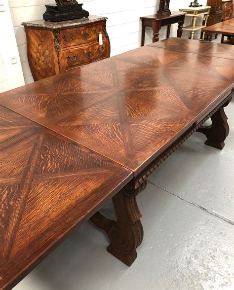 French Dark Oak Spanish Style Dining Table – Moonee Ponds Antiques