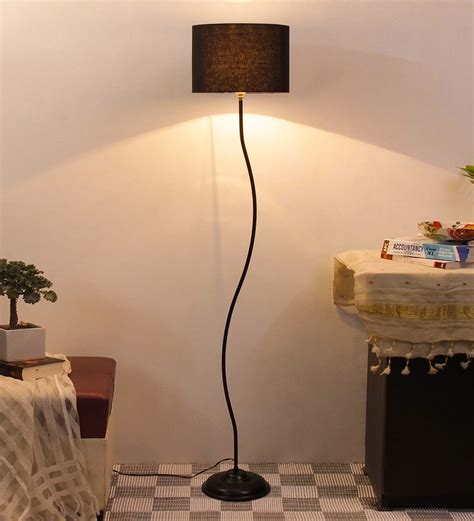 Buy Black Cotton Shade Country Floor Lamp With Black Base By New Era at ...