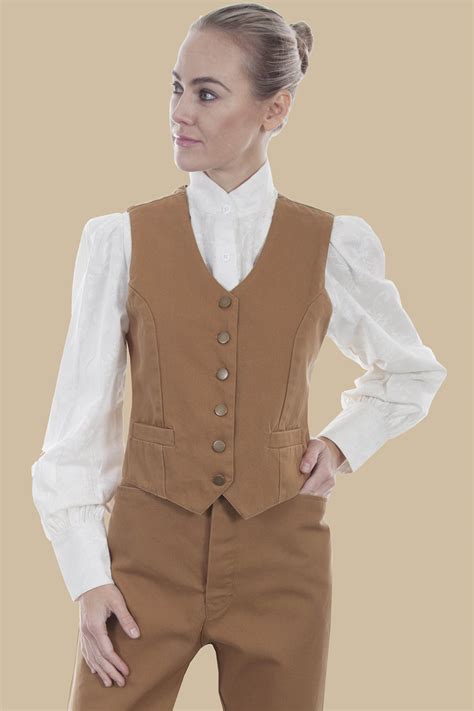 SCULLY Women's Rangewear Cotton Canvas Vest-TAN