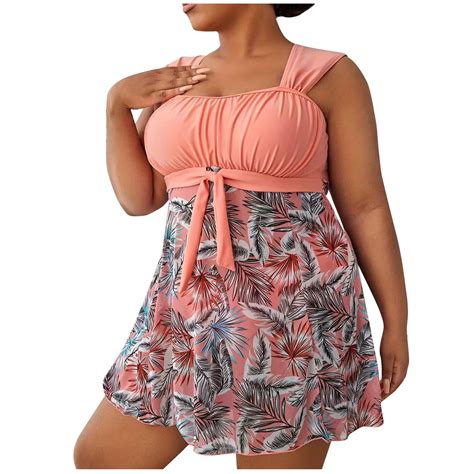 Akafmk Plus Size Tankini Swimsuits for Women Loose Fitting Floral ...