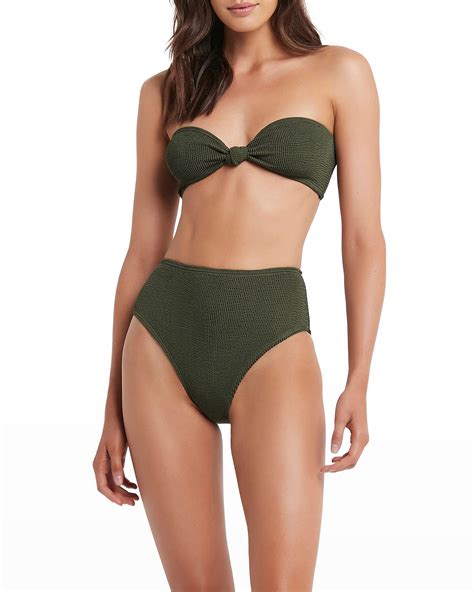 Bond-eye Swim Palmer Eco High-waist Bikini Bottoms In Khaki Eco | ModeSens