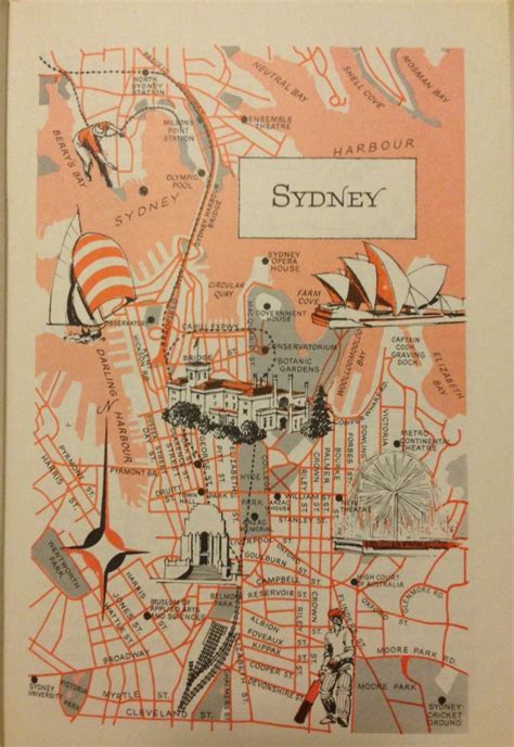 Sydney map, Illustrated map, Colorful map