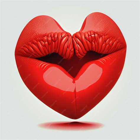 Premium AI Image | araffe lips with a heart shaped lip on a white ...