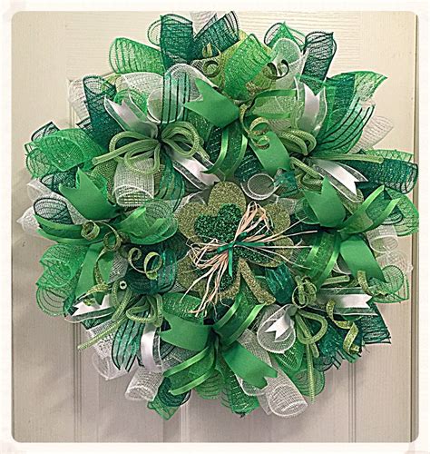 St Patrick's Day Shamrock Deco Mesh Wreath/ Saint Patrick's Day Wreath ...