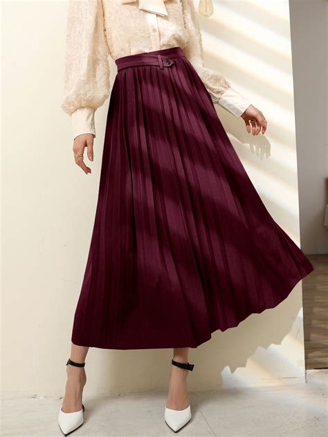 Solid Long Pleated Skirt | Pleated long skirt, Skirts, High waisted skirt