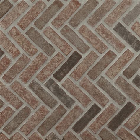 MSI ArtisanBrik 2.25" x 7.5" Textured Clay Brick Herringbone Floor ...