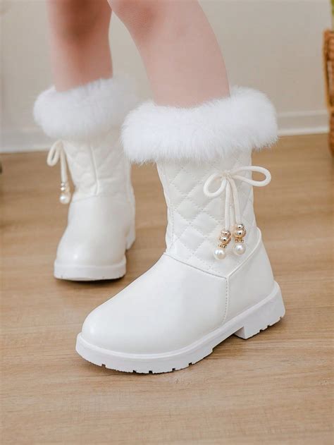 Korean Style Princess Ankle Snow Boots For Kids, Thermal Lined, Autumn ...