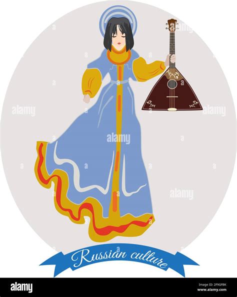 Girl in russian traditional clothing with balalaika, vector ...