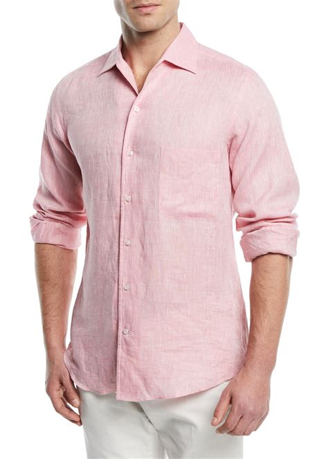 Loro Piana Andrew Long-sleeve Linen Shirt - Navy | Editorialist