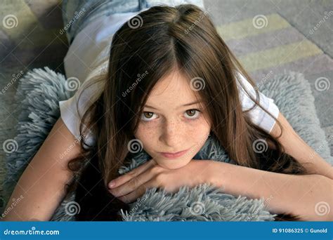 Girl Is Lying On The Floor Stock Image | CartoonDealer.com #91086325