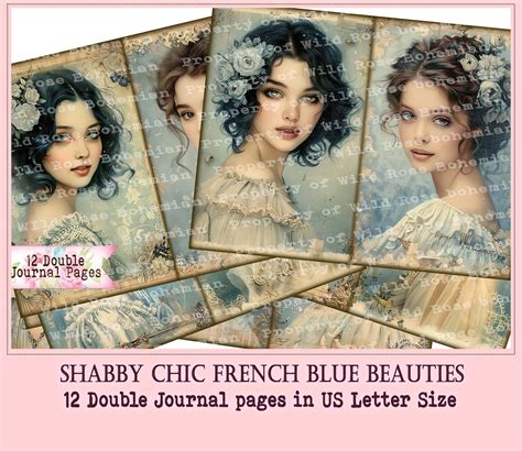 Victorian Beauties Printable Journal Pages, Shabby Chic French Blue ...