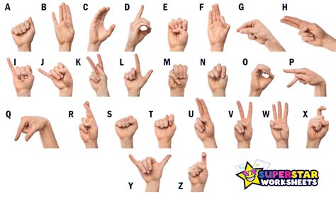 ASL Alphabet - Superstar Worksheets