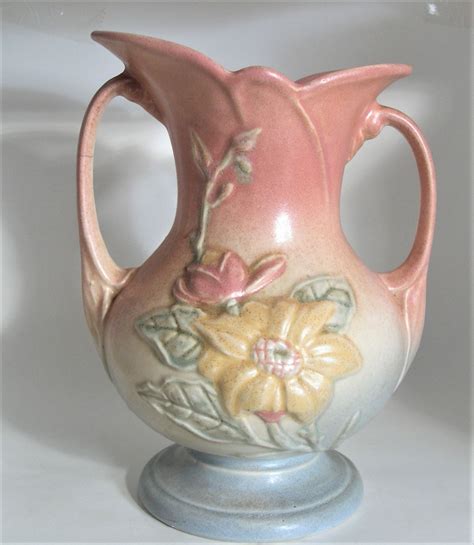 1940's Vintage Hull Pottery Vase - Magnolia Pastel Pink Blue Yellow
