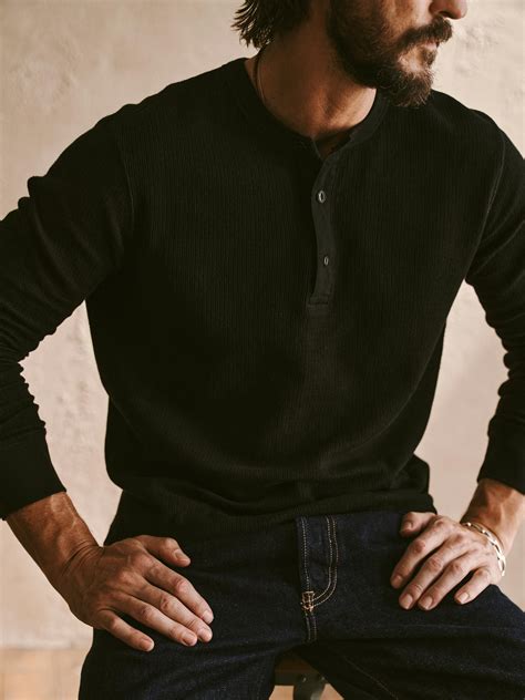 Black Vintage Thermal Henley - Buck Mason- Modern American Classics ...