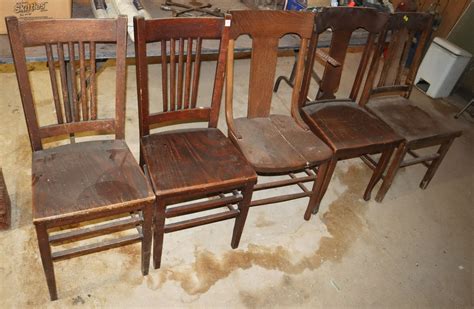 5 ASSORTED ANTIQUE/ VINTAGE WOOD CHAIRS