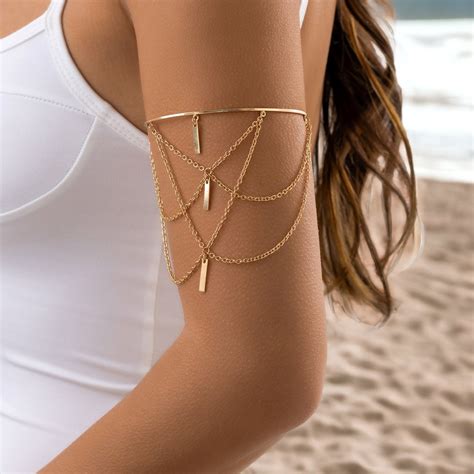 Gold Arm Cuff Upper Arm Bangle Gold Bangle Tassel Arm - Etsy