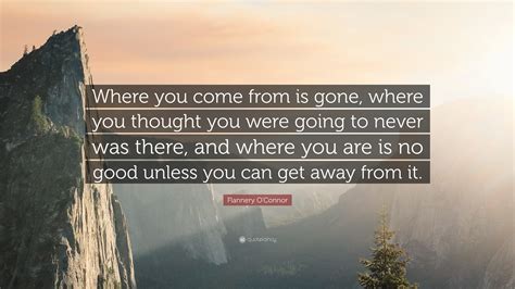 Flannery O'Connor Quote: "Where you come from is gone, where you ...