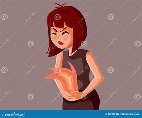 Sick Woman Feeling a Burning Sensation in the Stomach Stock Vector - Illustration of abdominal ...