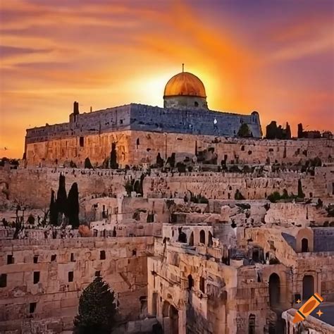 Ancient biblical city jerusalem sunset