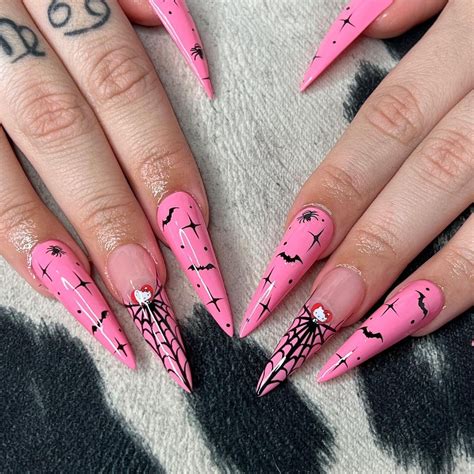 30+ Devilishly Cute Pink Halloween Nails To Wear This Season - Nail ...