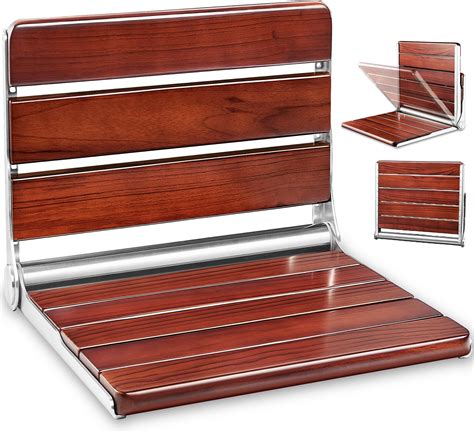 Amazon.com: Folding Teak Shower Seat Wall Mounted,Foldable Shower Bench,Fold Down Shower Seat ...