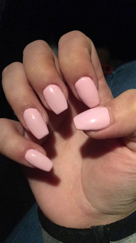 Coffin Light Pink Acrylic Nail - Tips Color Short Acrylic Nails