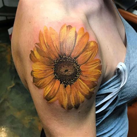How Does A Sunflower Tattoo Look In A Hyper-Realistic Style?