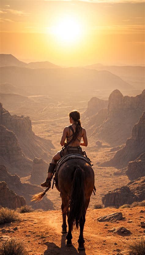 Lara Croft And Horse Image - Free AI Generator | Makepix