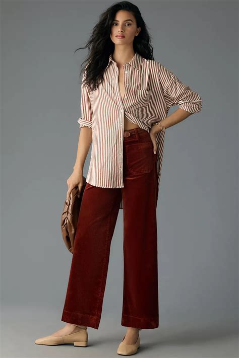 Maeve + The Colette Cropped Wide-Leg Corduroy Pants