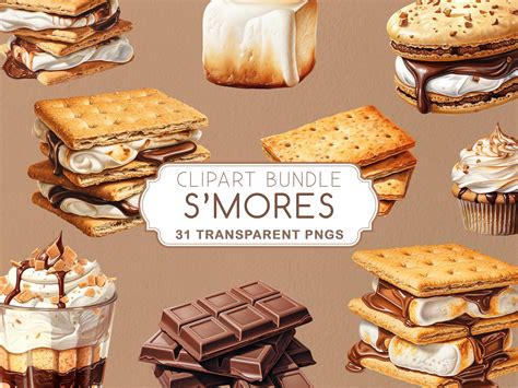 31 S'mores Digital Clipart Bundle, Digital Smores Illustration Pack ...