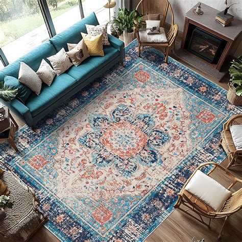 Boho Rug Washable 8x10 Area Rugs for Living Room Large Machine Washable ...