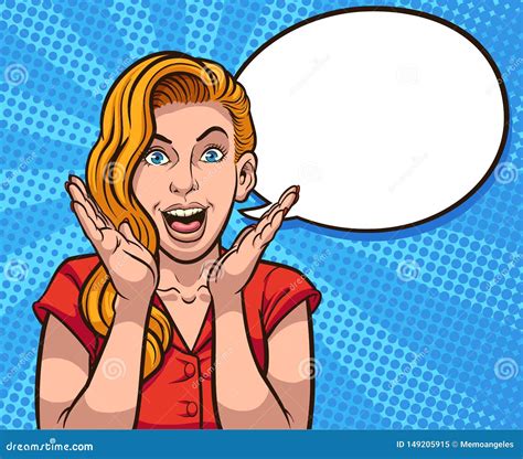 Retro Illustration Of Excited Woman Screaming With A Speech Balloon ...
