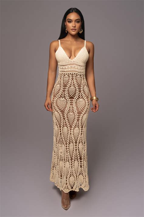 Ivory Great Escape Crochet Maxi Dress | JLUXLABEL