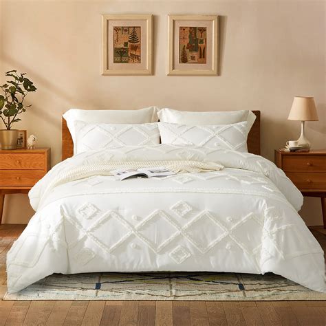 Cupocupa Comforters Queen Size Set Boho Shabby Chic White Queen ...