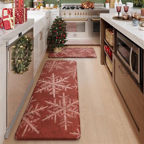 The Holiday Aisle® Christmas Kitchen Rugs,Anti Fatigue Non Slip Kitchen ...