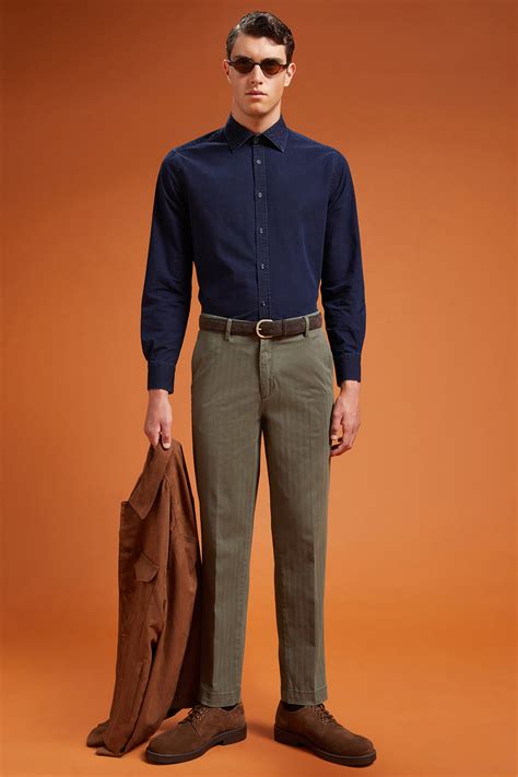 Men's classic herringbone construction trousers regular fit ...