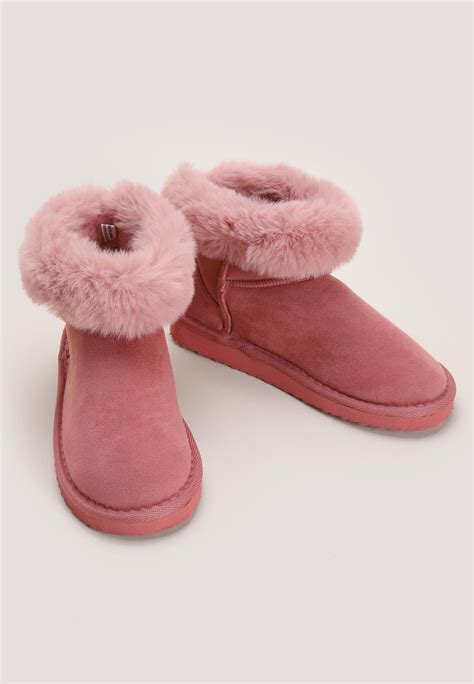 Womens Pink Ankle Boot Slipper | Peacocks