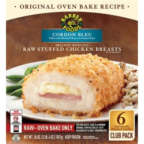 Barber Foods Foods Cordon Bleu Filled With Blended Cheeses & Cooked Ham ...