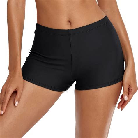 MISSVOG Swim Bottom Shorts Women High Waisted Board Shorts Stretchy ...