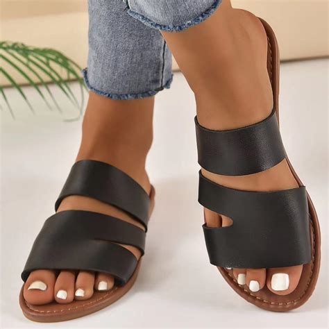 HAOTAGS Women's Comfortable Rubber Slide Sandals, Stylish Open Toe ...