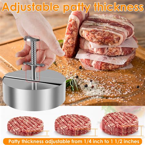 Burger Press Stainless Steel Hamburger Press Patty Maker Adjustable ...