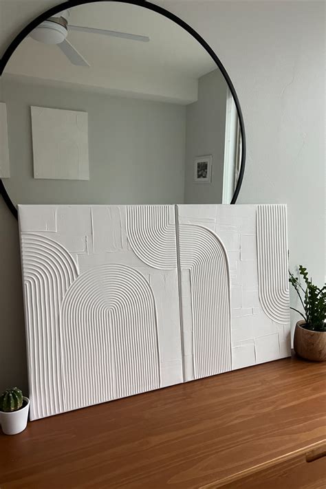 Arches Set of 2 Canvas White Texture Wall Art Plaster Art