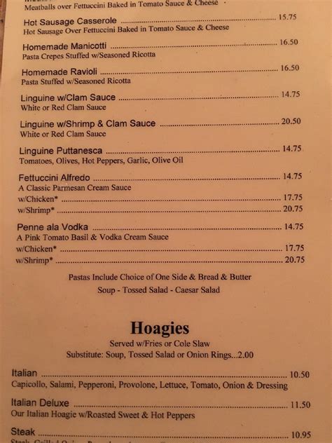 Menu at Armstrong's restaurant, Moon, Thorn Run Rd