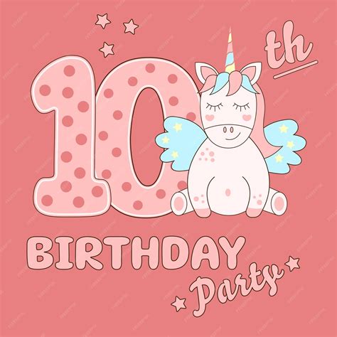 Premium Vector | Birthday invitation for 10 year happy tenth birthday ...