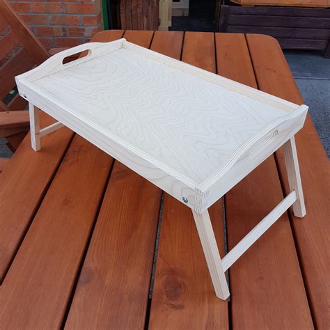 Wooden Breakfast Food Serving Lap Tray With Folding Legs For Bed for ...